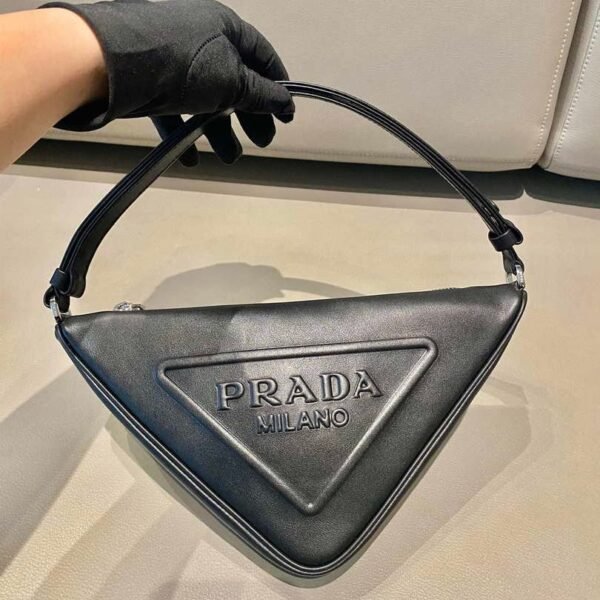 Replica Prada 1NQ043 Triangle leather pouch Black
