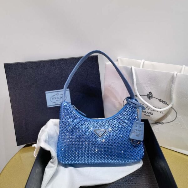 Replica Prada 1NE515 Satin mini-bag with artificial crystals Blue